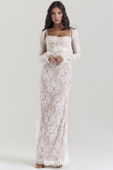 Vintage Cream White Lace Maxi Dress | Dress In Beauty